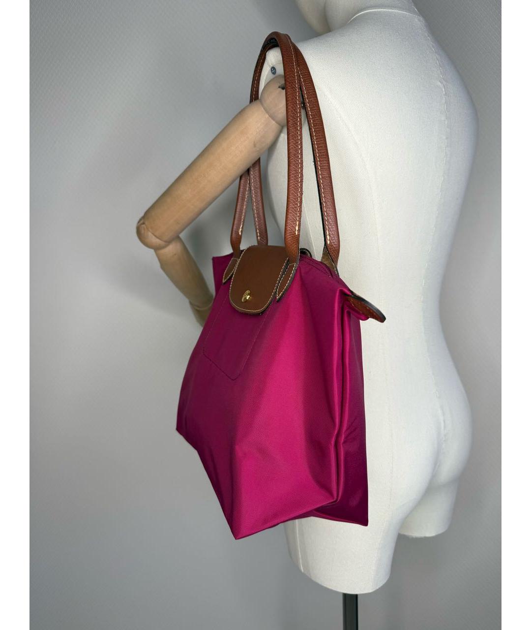 LONGCHAMP Фуксия тканевая сумка тоут, фото 7