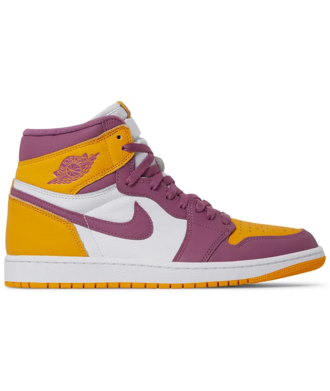 JORDAN Желтые кожаные высокие кроссовки / кеды, фото 6