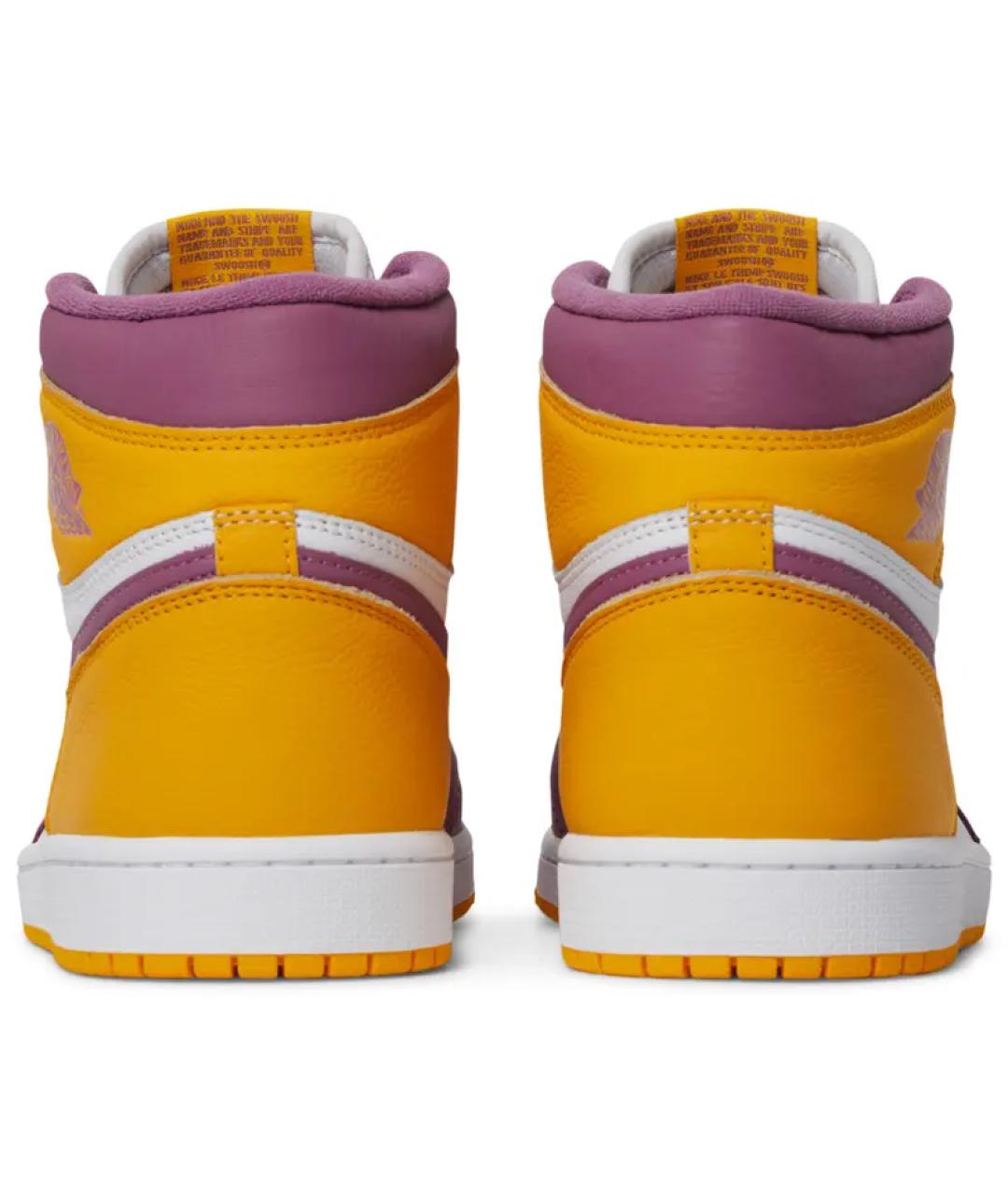 JORDAN Желтые кожаные высокие кроссовки / кеды, фото 4