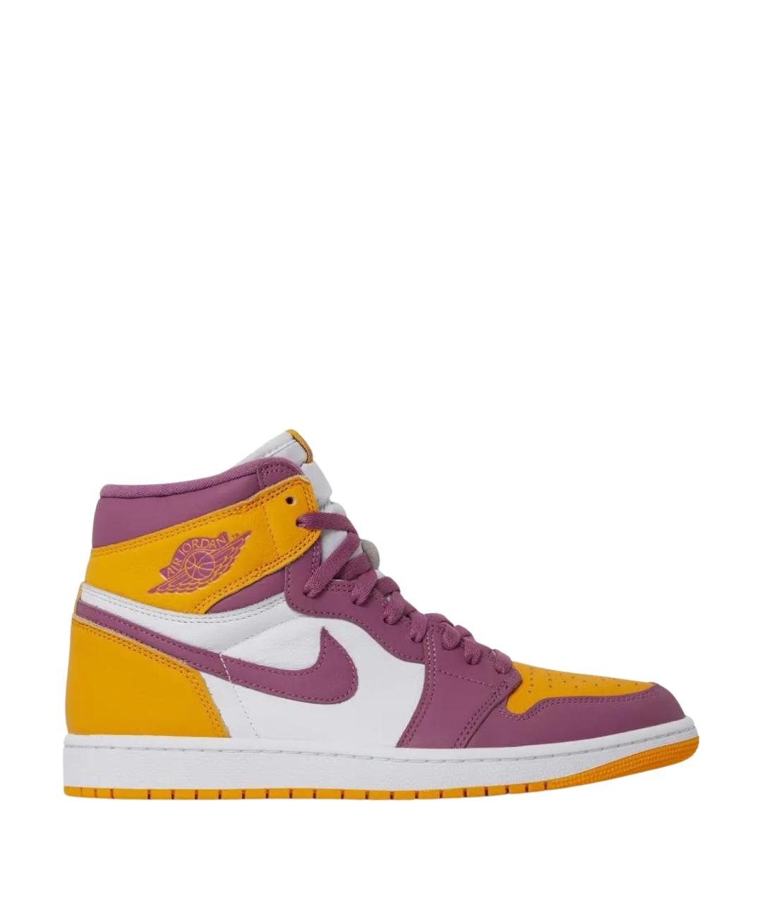 JORDAN Желтые кожаные высокие кроссовки / кеды, фото 1