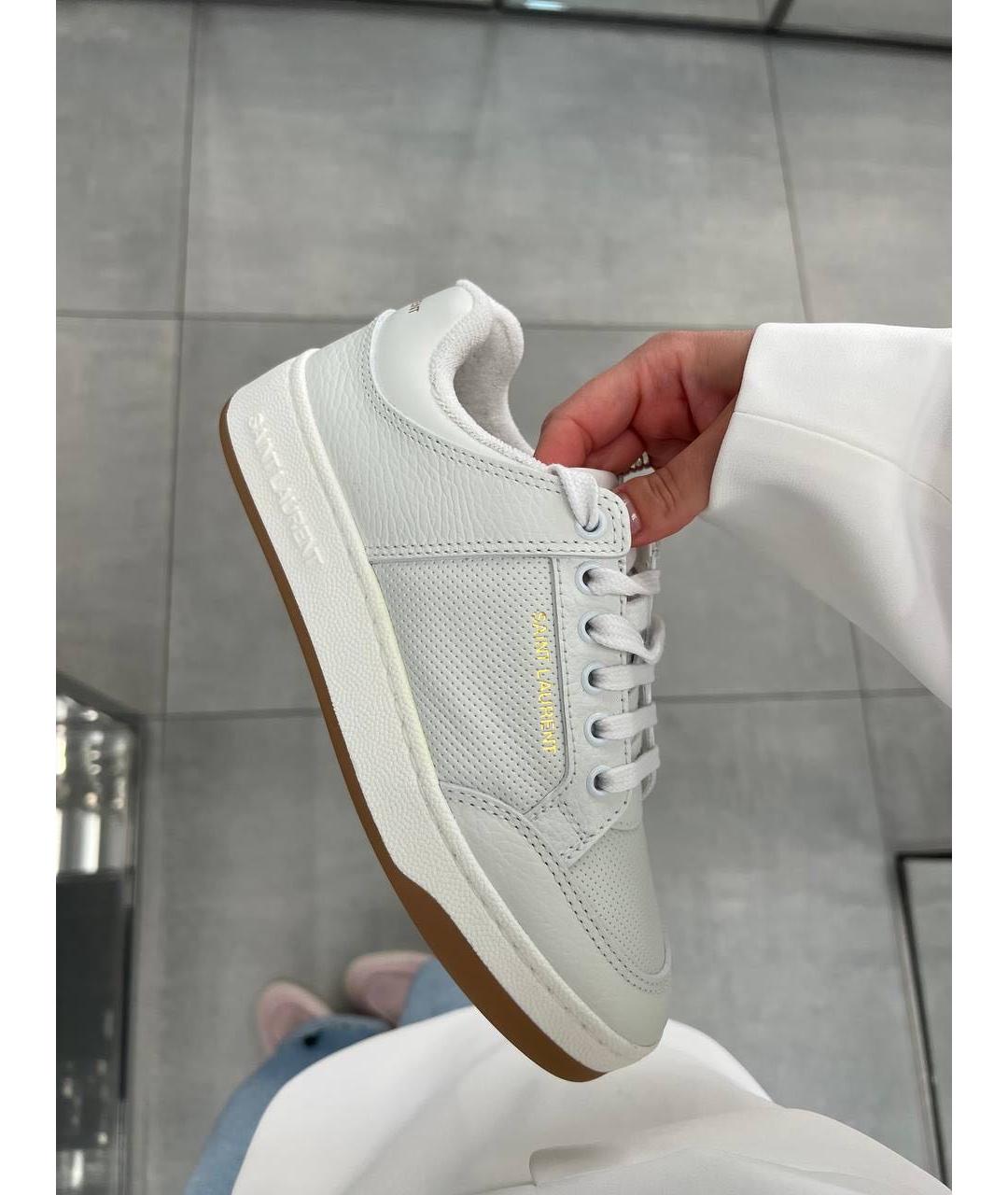 SAINT LAURENT Белые кожаные кроссовки, фото 6