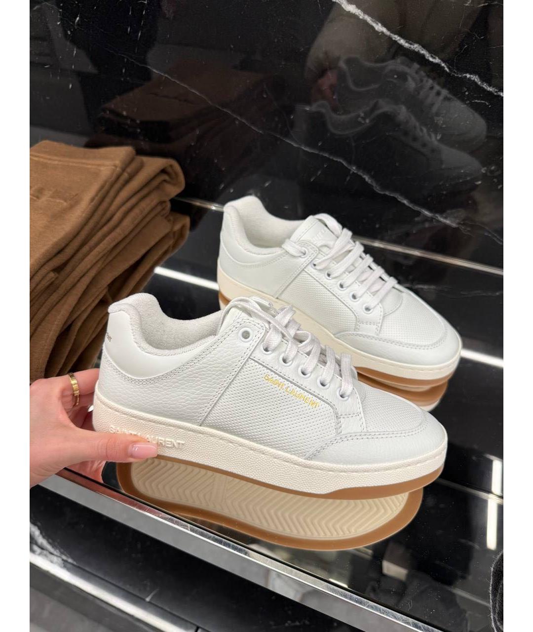 SAINT LAURENT Белые кожаные кроссовки, фото 5