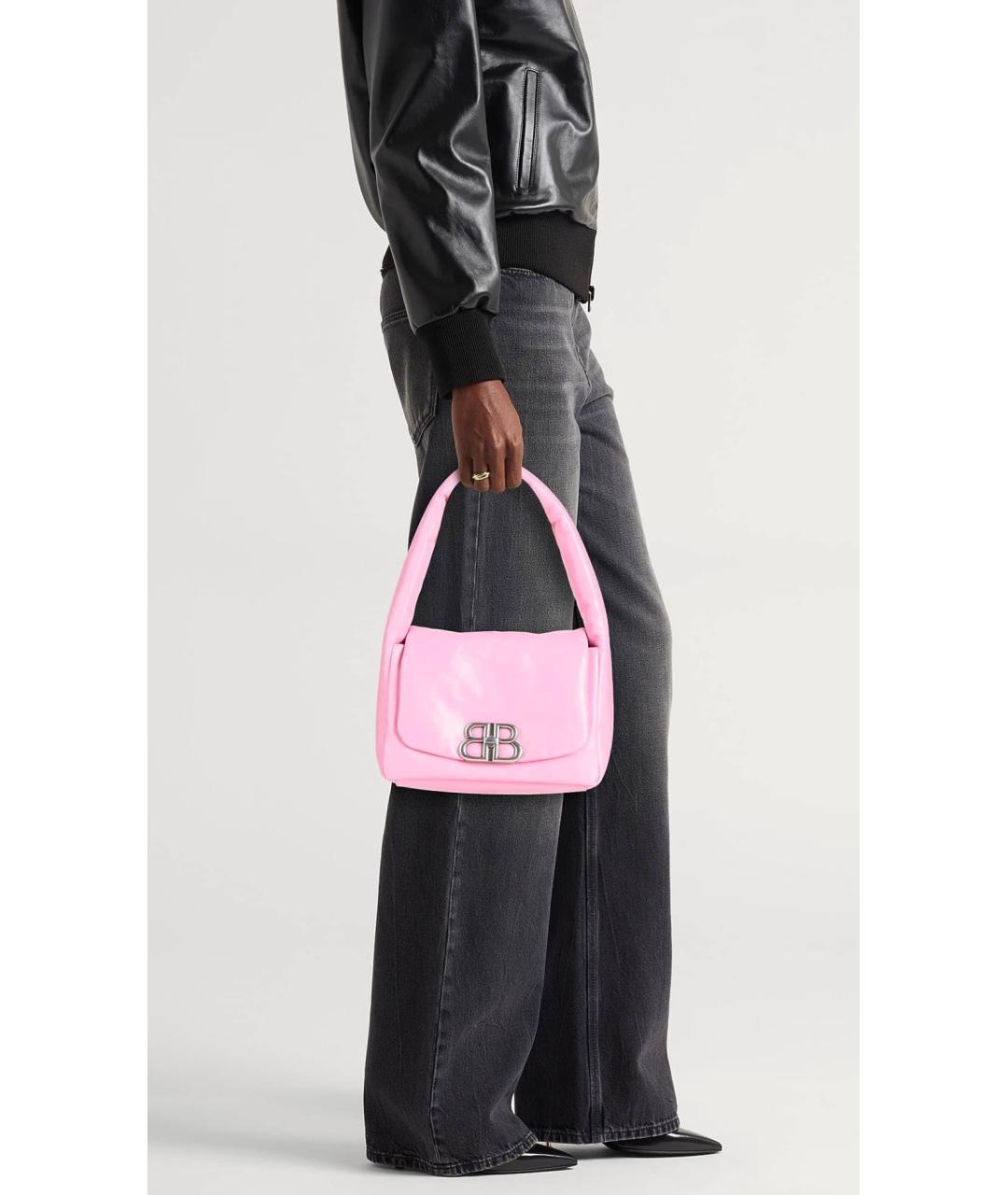 BALENCIAGA Розовая кожаная сумка с короткими ручками, фото 3