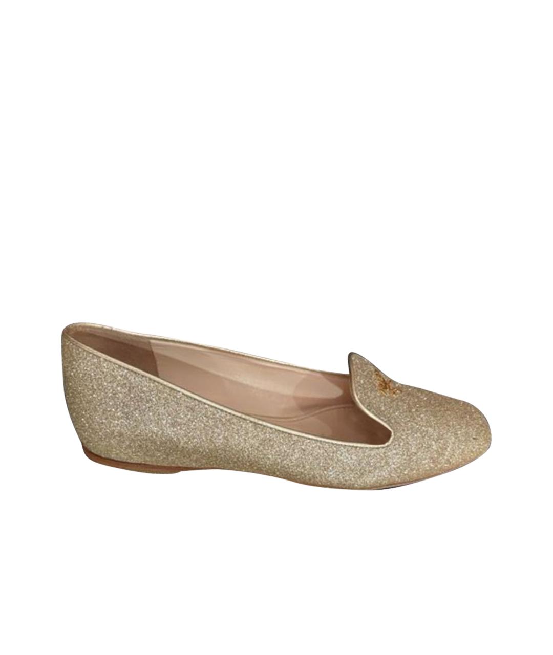 PRADA Золотые лоферы, фото 5