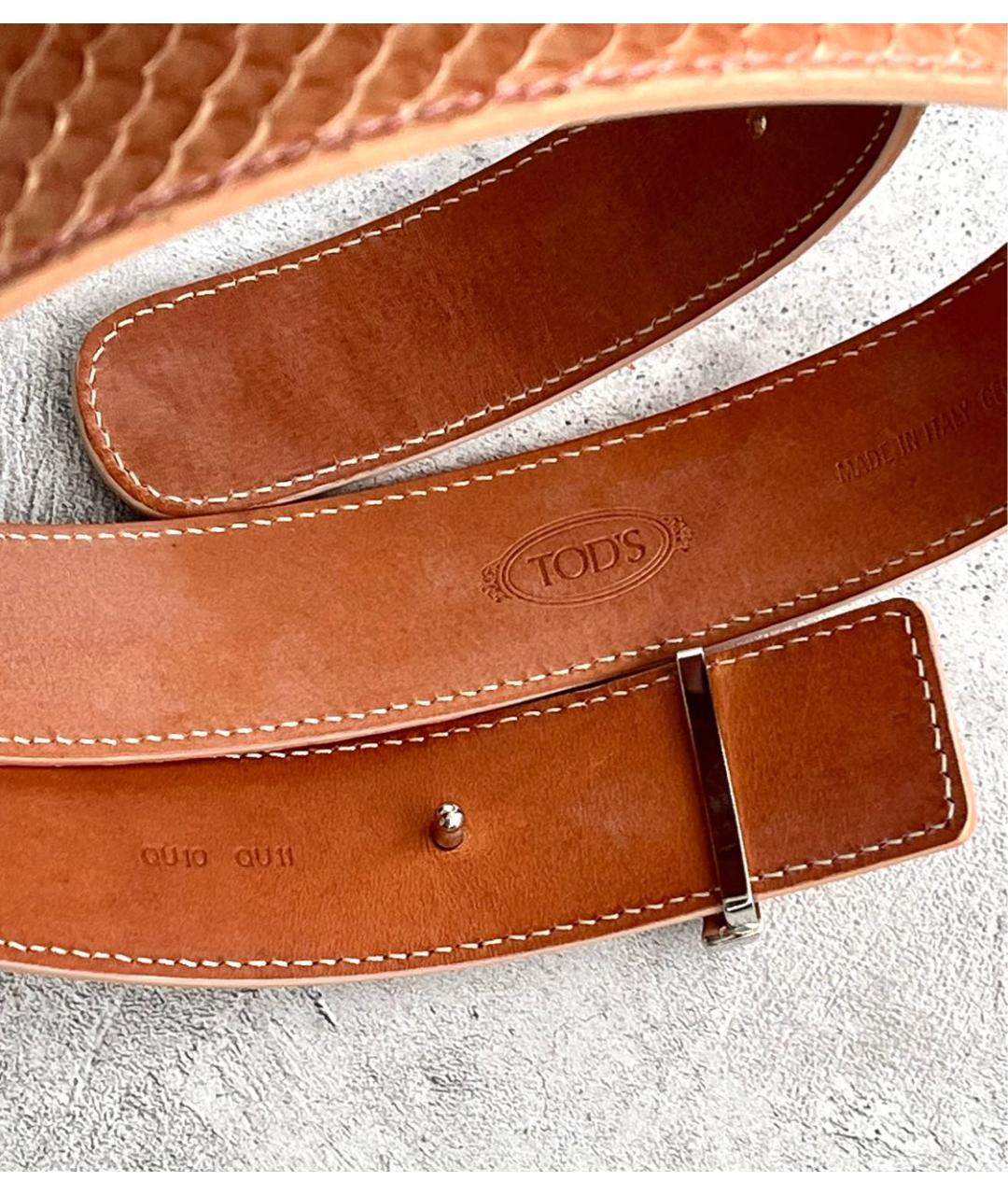 TOD'S Оранжевый ремень из экзотической кожи, фото 5