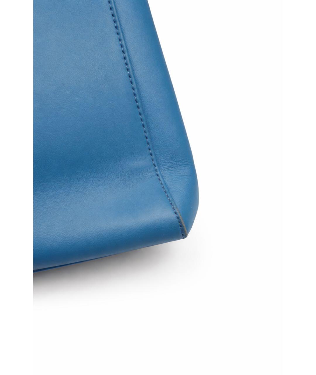 FENDI Бирюзовая кожаная сумка с короткими ручками, фото 6