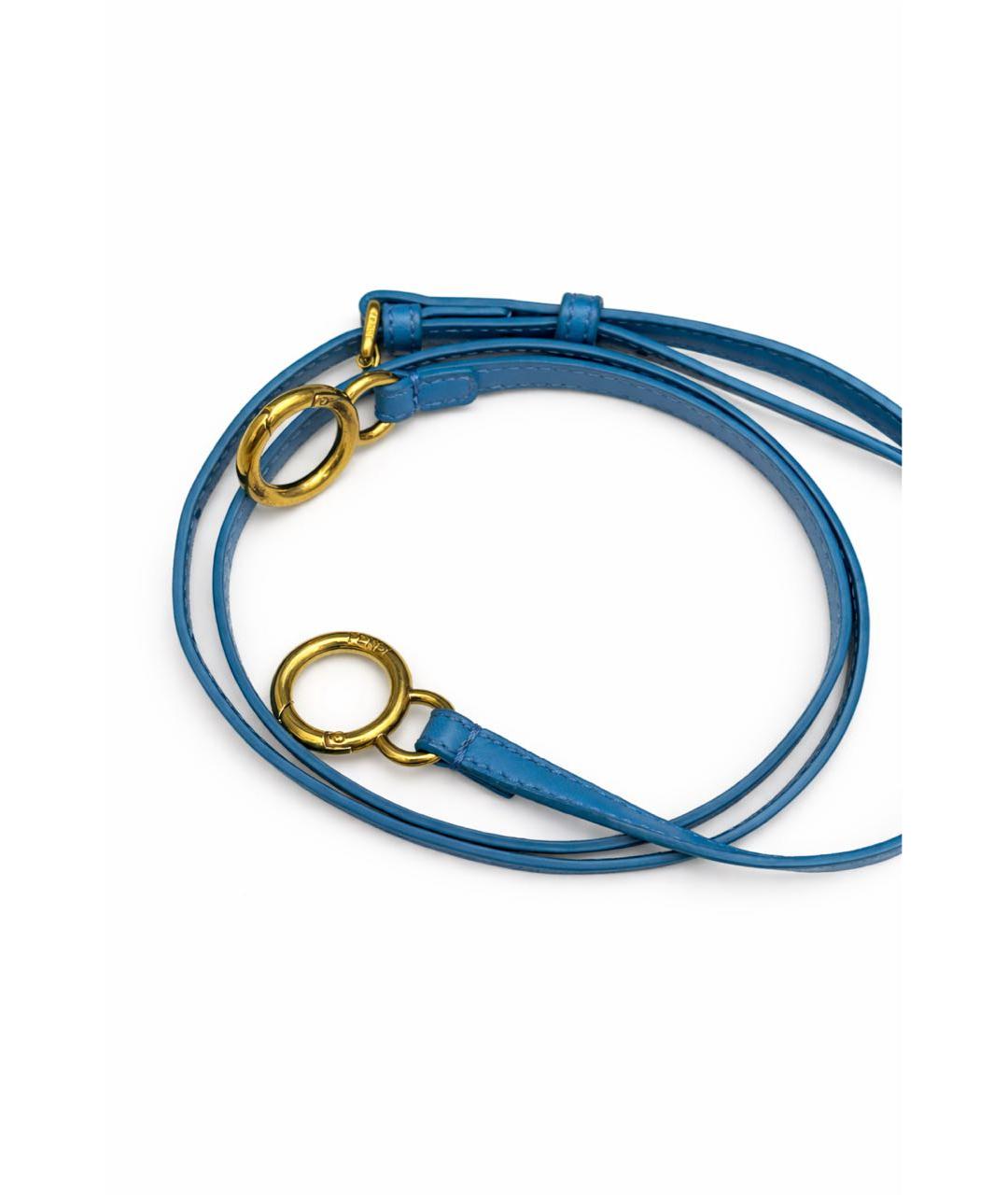 FENDI Бирюзовая кожаная сумка с короткими ручками, фото 5