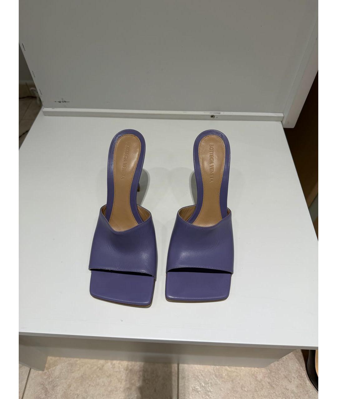 BOTTEGA VENETA Фиолетовые кожаные мюли, фото 2