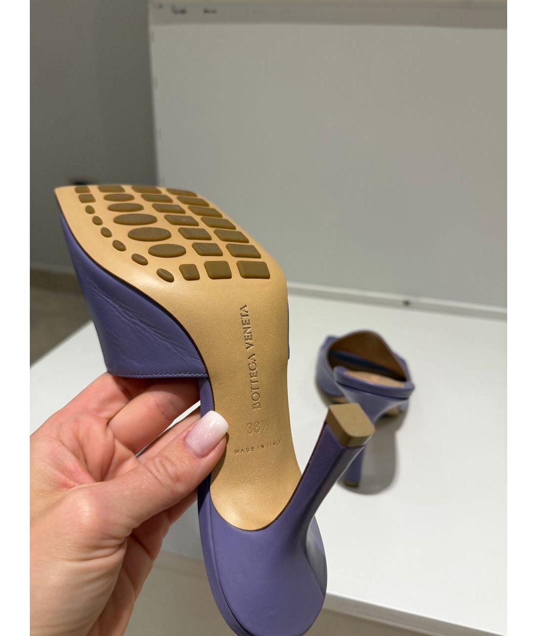 BOTTEGA VENETA Фиолетовые кожаные мюли, фото 4