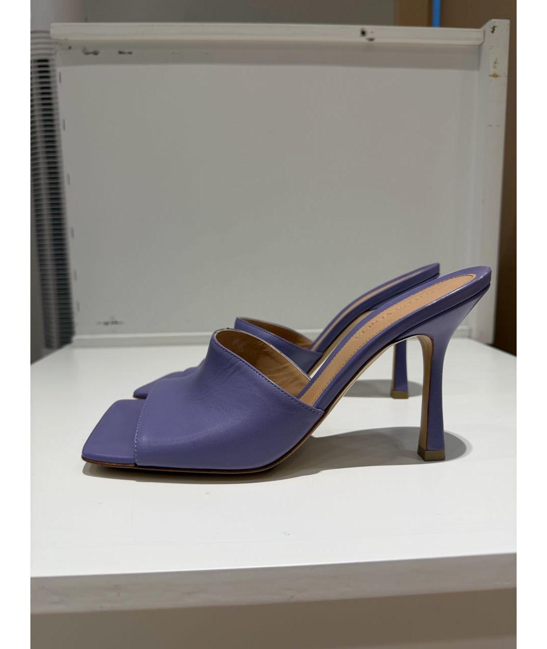 BOTTEGA VENETA Фиолетовые кожаные мюли, фото 5