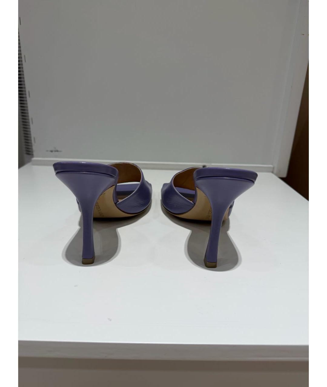 BOTTEGA VENETA Фиолетовые кожаные мюли, фото 3