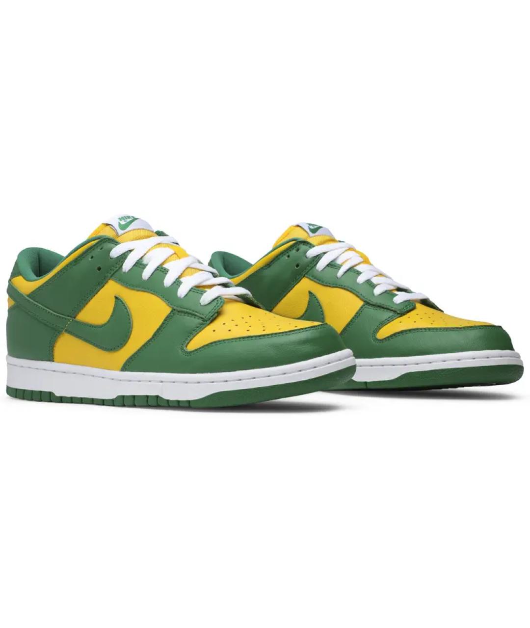 NIKE Зеленые кожаные низкие кроссовки / кеды, фото 5