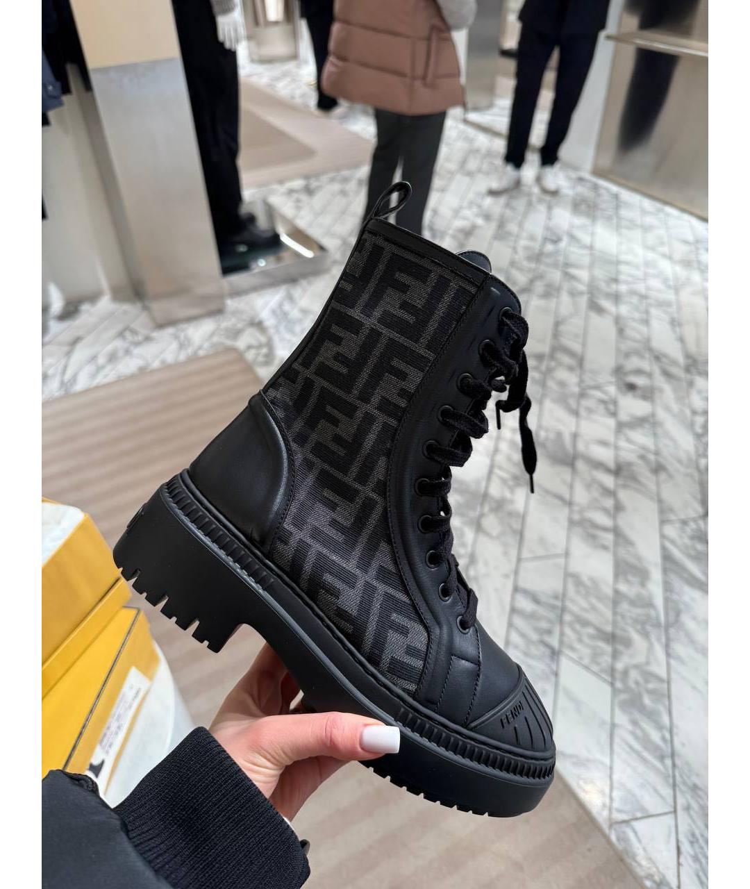 FENDI Черные текстильные ботинки, фото 8