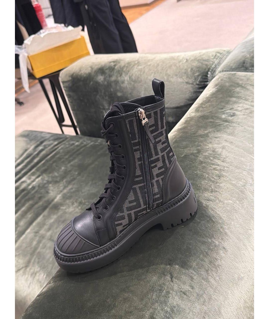 FENDI Черные текстильные ботинки, фото 7