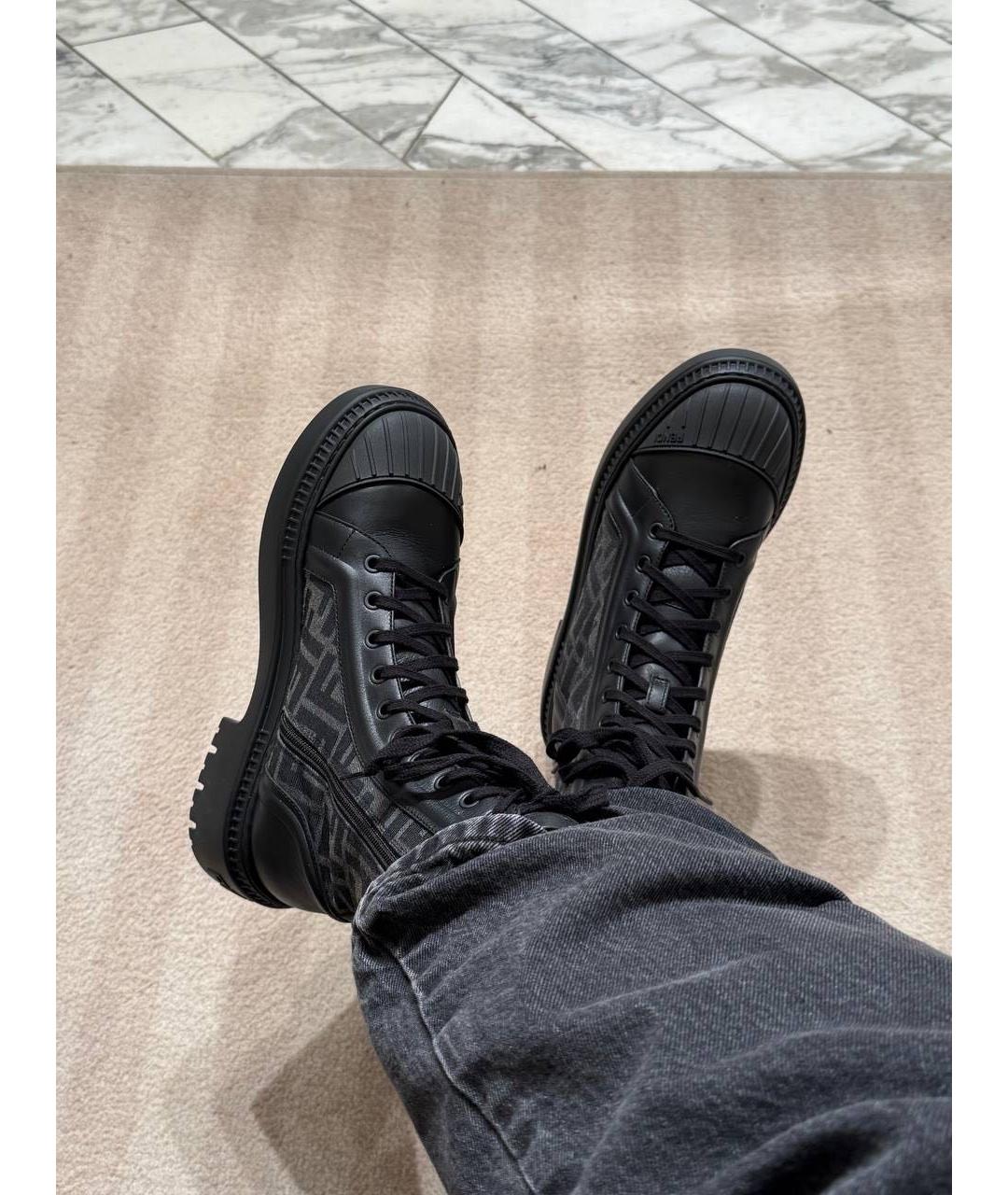 FENDI Черные текстильные ботинки, фото 6