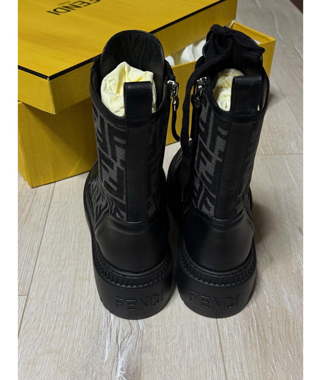FENDI Черные текстильные ботинки, фото 4