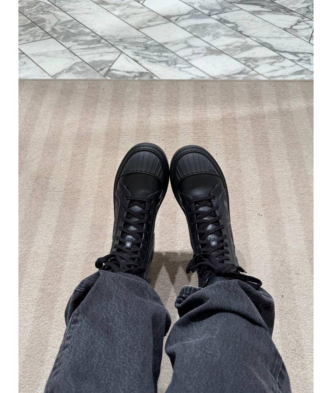 FENDI Черные текстильные ботинки, фото 5