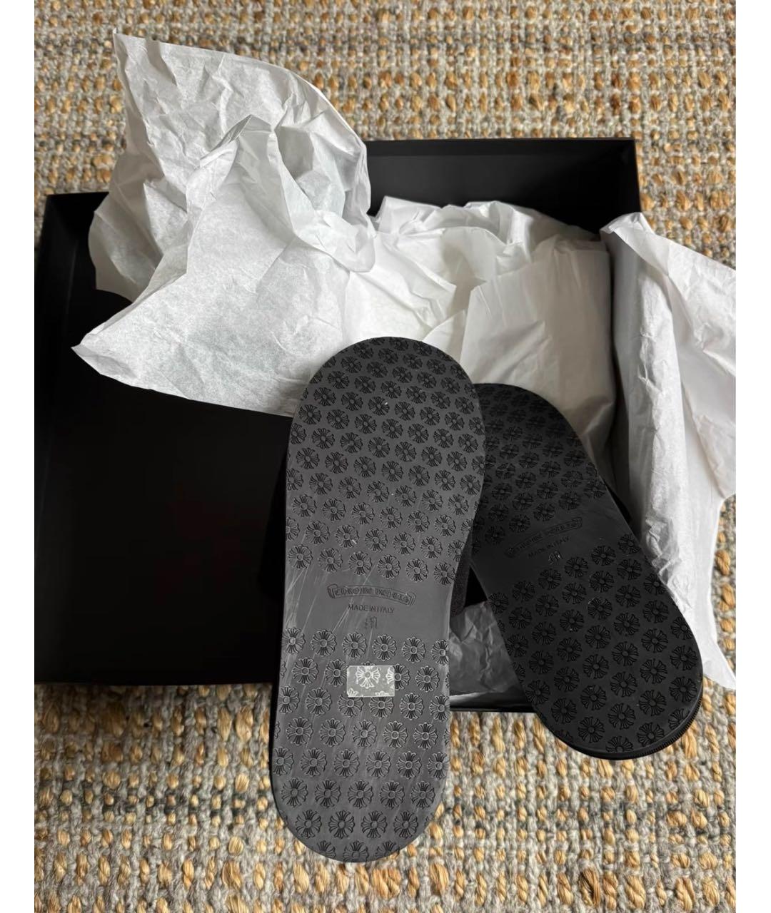 CHROME HEARTS Черные текстильные шлепанцы, фото 3