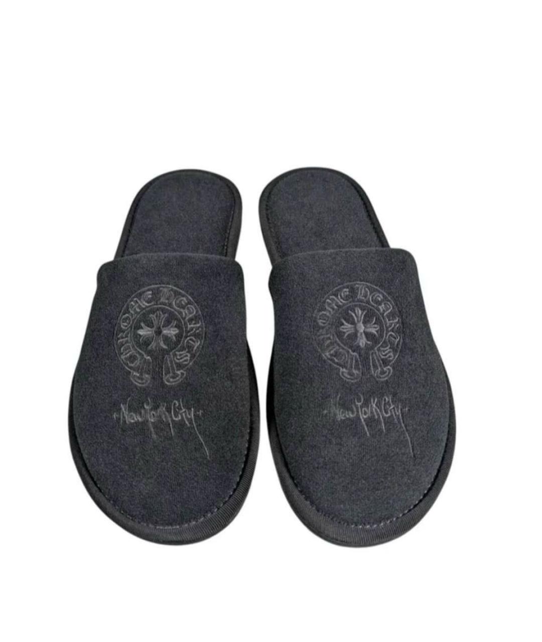 CHROME HEARTS Черные текстильные шлепанцы, фото 2