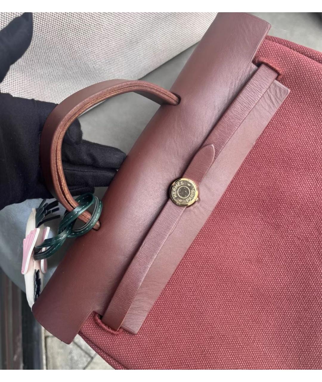 HERMES Бордовый тканевый рюкзак, фото 4