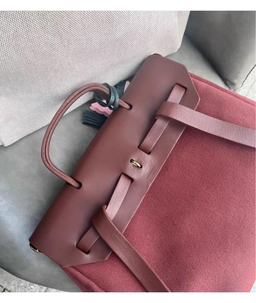 HERMES Бордовый тканевый рюкзак, фото 3