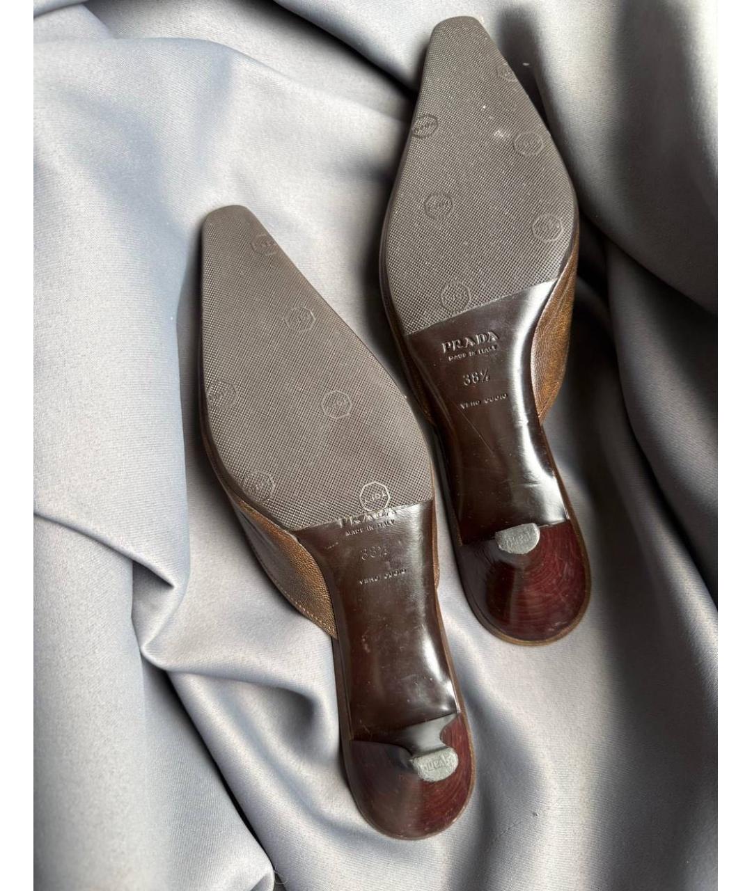 PRADA Коричневые кожаные мюли, фото 5