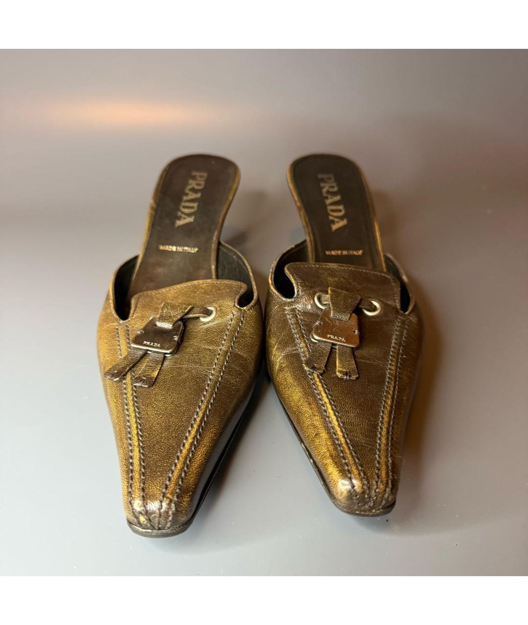 PRADA Коричневые кожаные мюли, фото 2