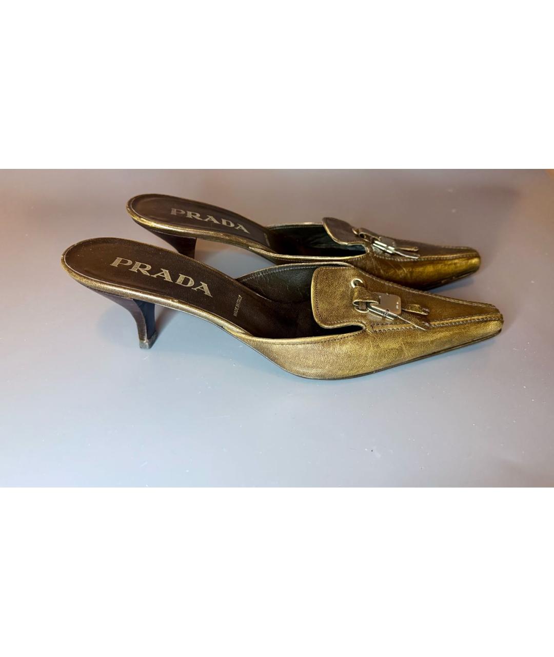 PRADA Коричневые кожаные мюли, фото 7
