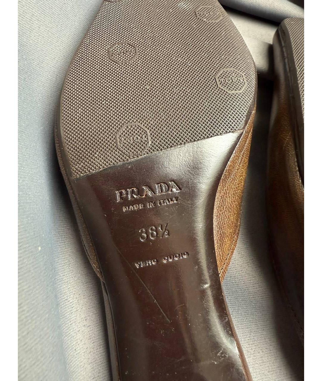 PRADA Коричневые кожаные мюли, фото 6