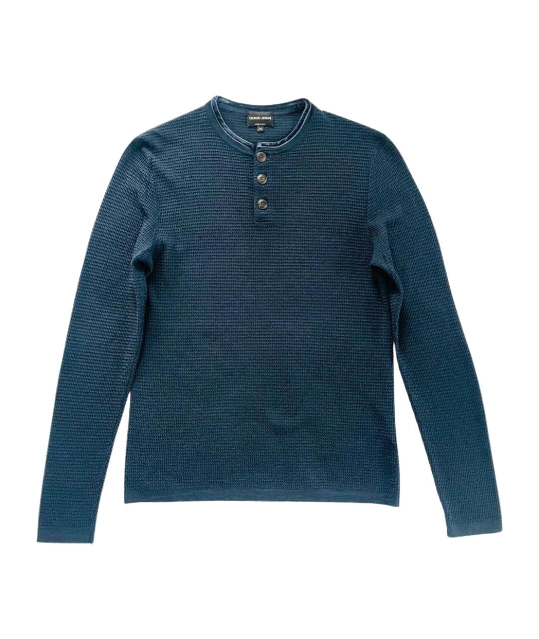 GIORGIO ARMANI Синий шерстяной джемпер / свитер, фото 1