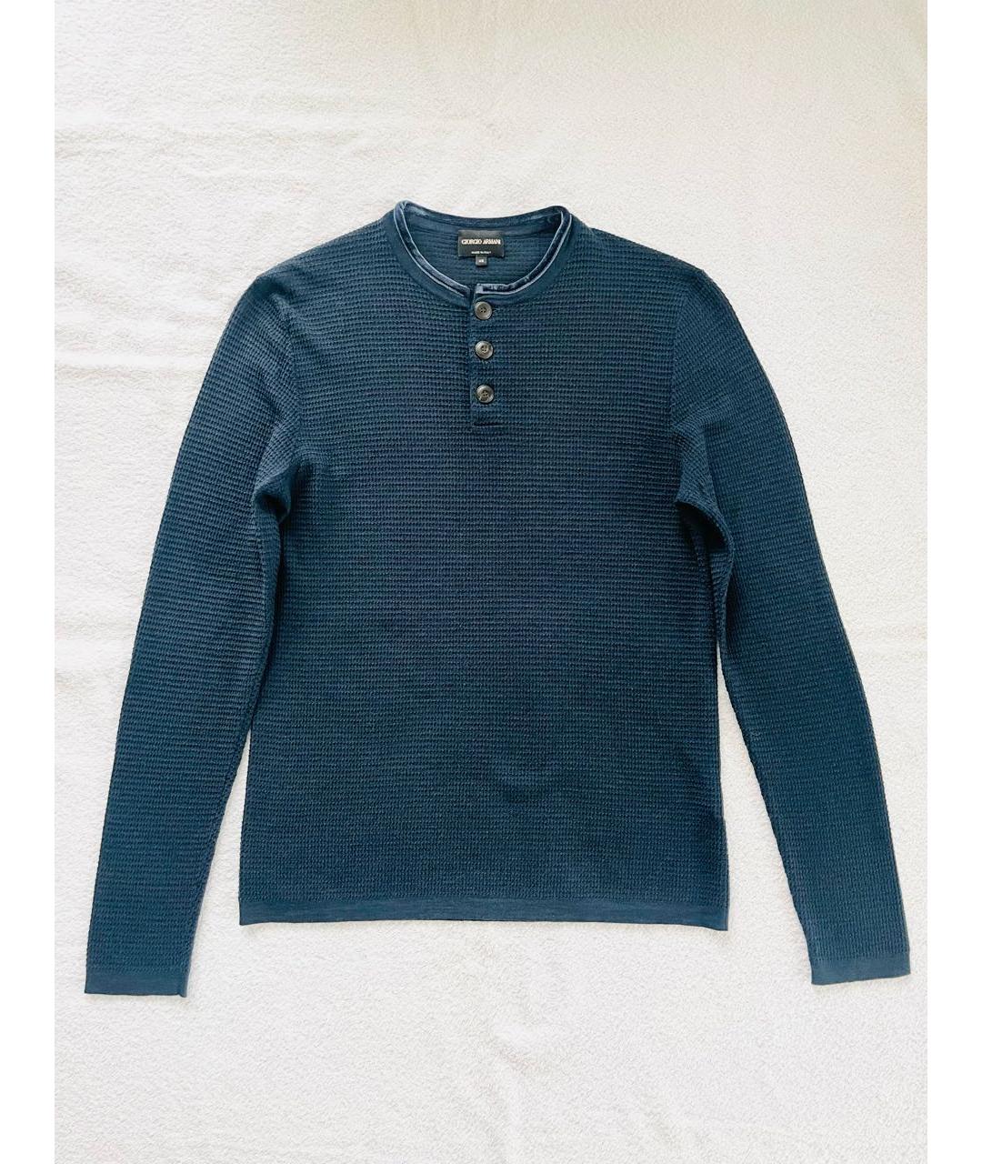 GIORGIO ARMANI Синий шерстяной джемпер / свитер, фото 6
