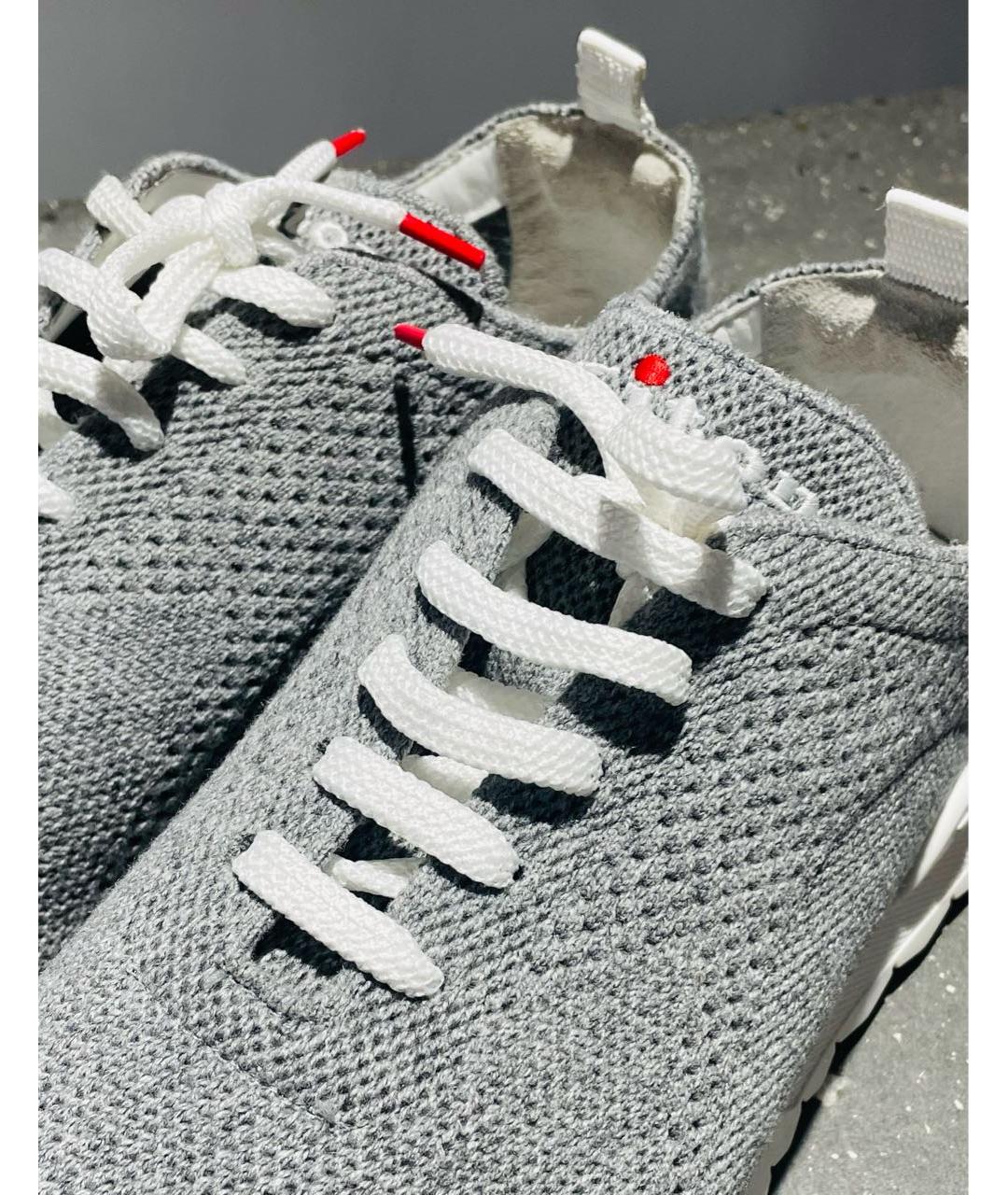 KITON Серые текстильные низкие кроссовки / кеды, фото 7