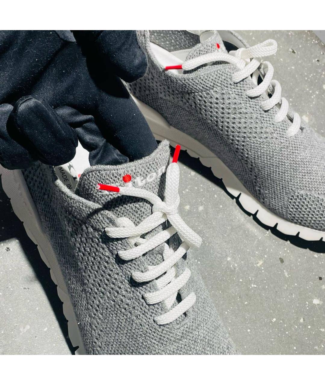 KITON Серые текстильные низкие кроссовки / кеды, фото 8