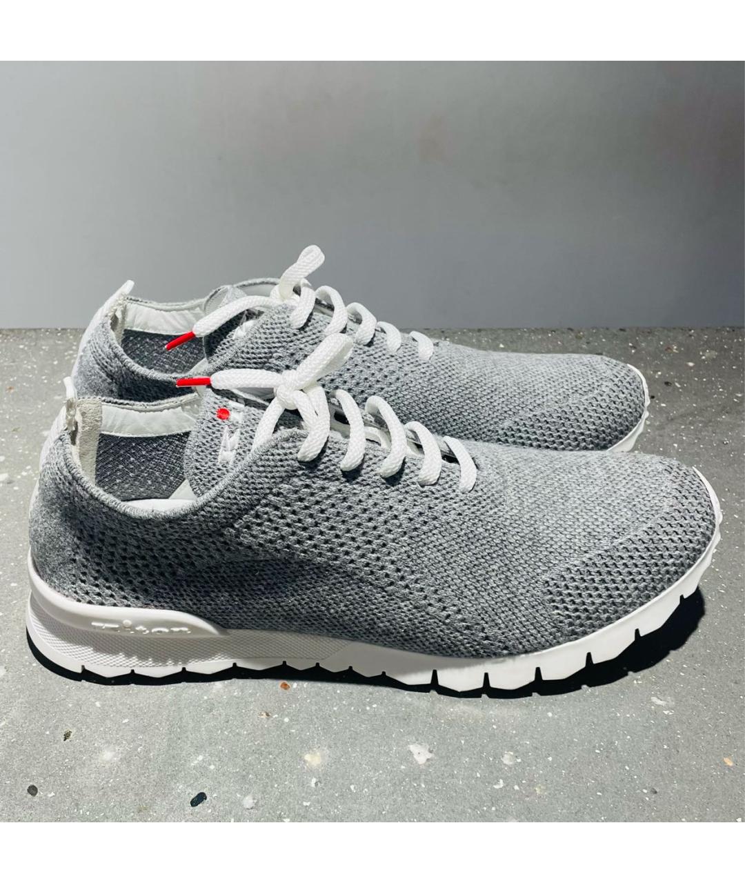 KITON Серые текстильные низкие кроссовки / кеды, фото 9