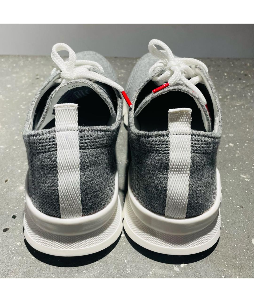 KITON Серые текстильные низкие кроссовки / кеды, фото 4