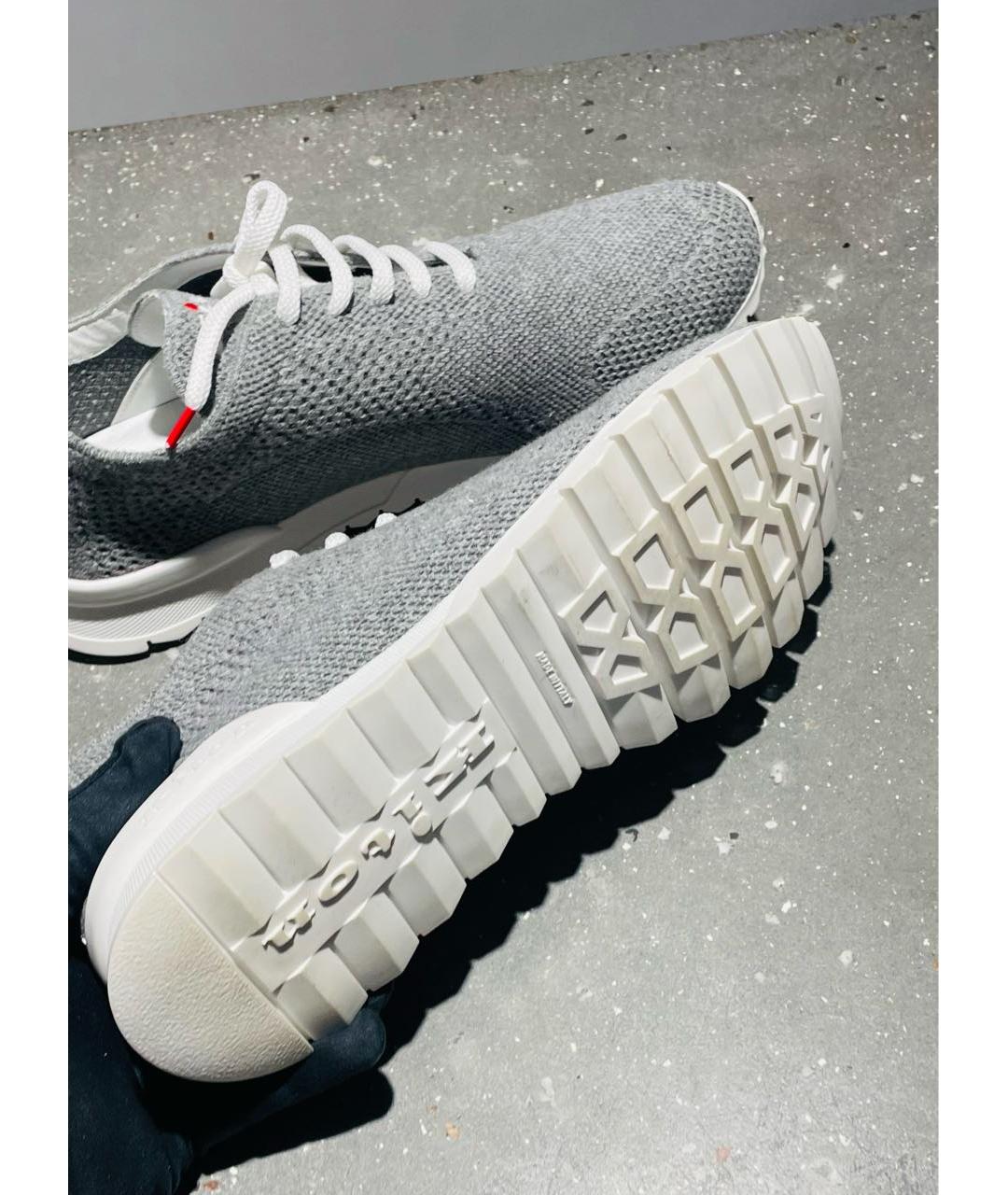 KITON Серые текстильные низкие кроссовки / кеды, фото 6