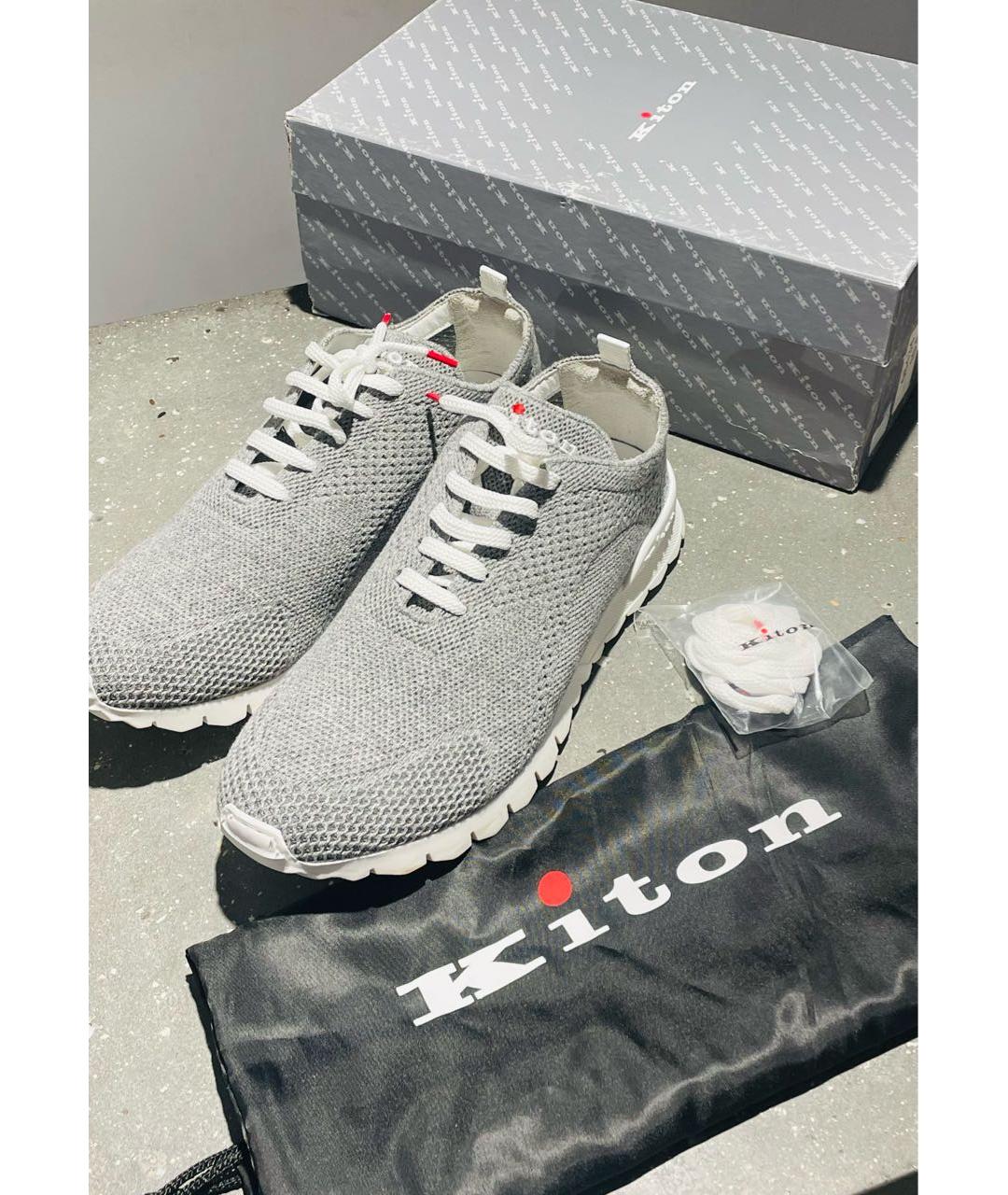 KITON Серые текстильные низкие кроссовки / кеды, фото 5