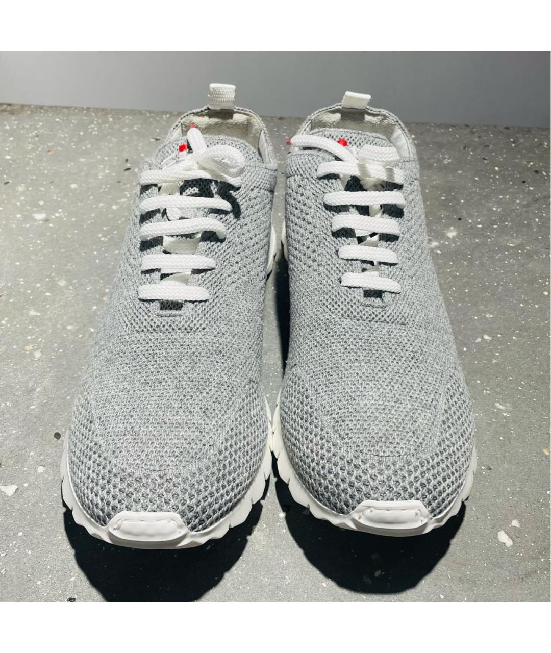 KITON Серые текстильные низкие кроссовки / кеды, фото 2