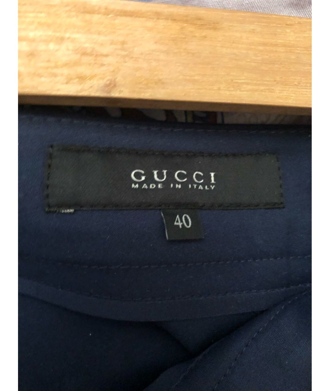 GUCCI Синие хлопко-эластановые брюки узкие, фото 3
