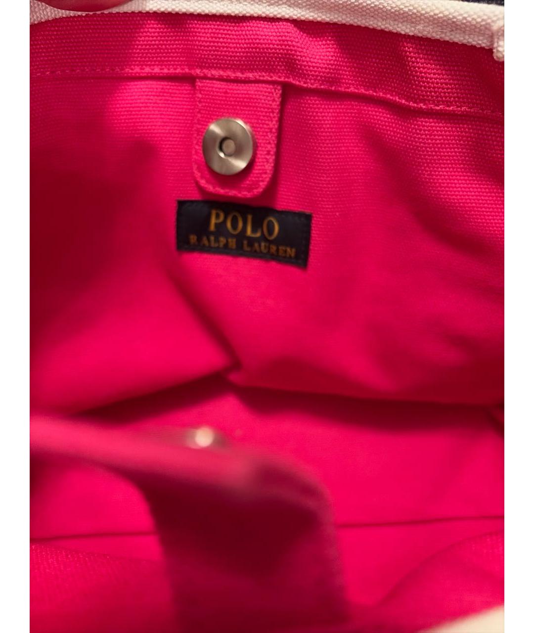 POLO RALPH LAUREN Белая хлопковая сумка тоут, фото 4