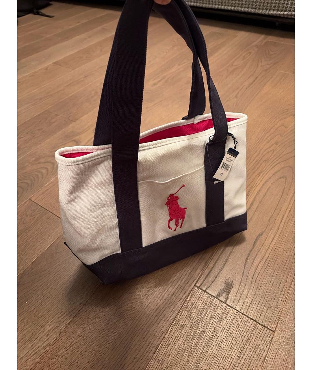 POLO RALPH LAUREN Белая хлопковая сумка тоут, фото 2