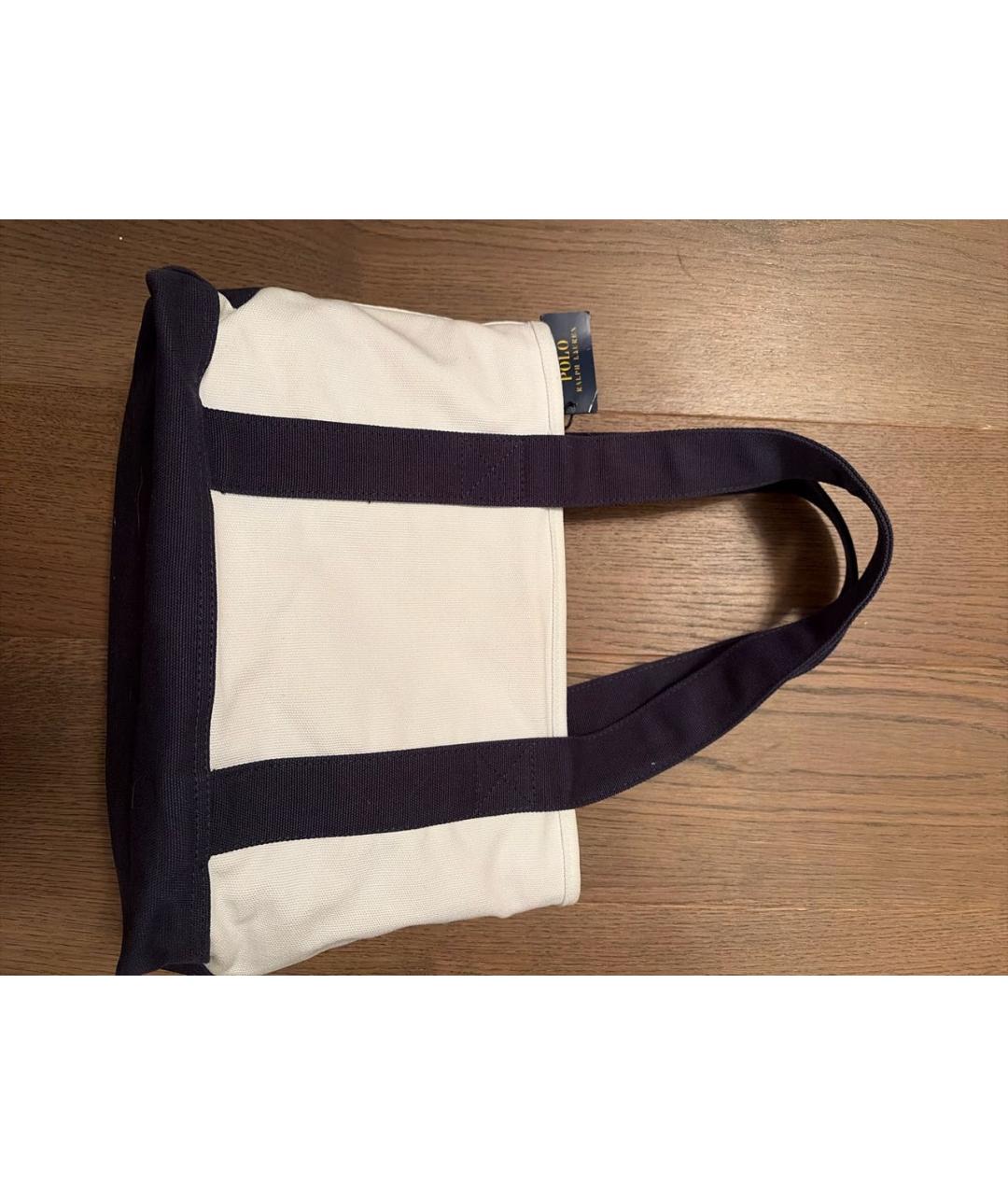 POLO RALPH LAUREN Белая хлопковая сумка тоут, фото 3