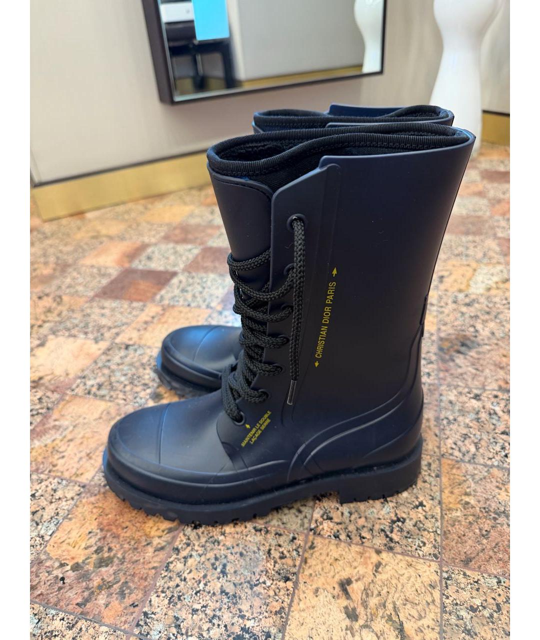 CHRISTIAN DIOR Темно-синие резиновые ботинки, фото 6