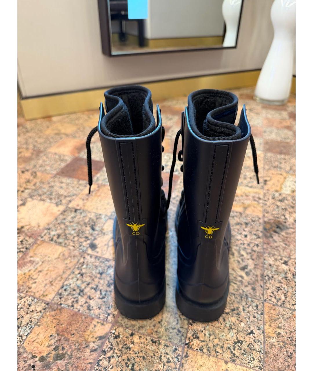 CHRISTIAN DIOR Темно-синие резиновые ботинки, фото 3