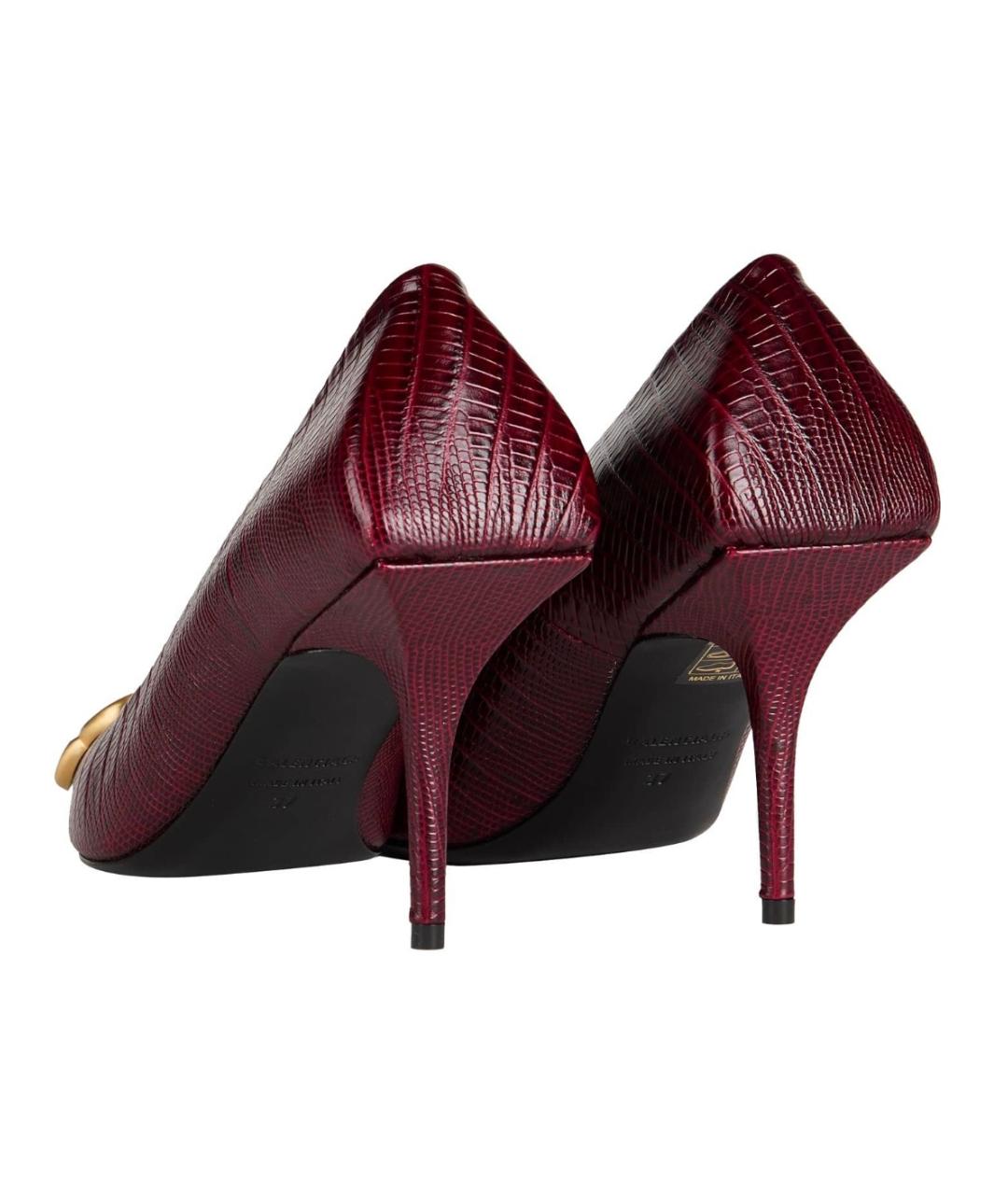 BALENCIAGA Бордовые кожаные туфли, фото 4