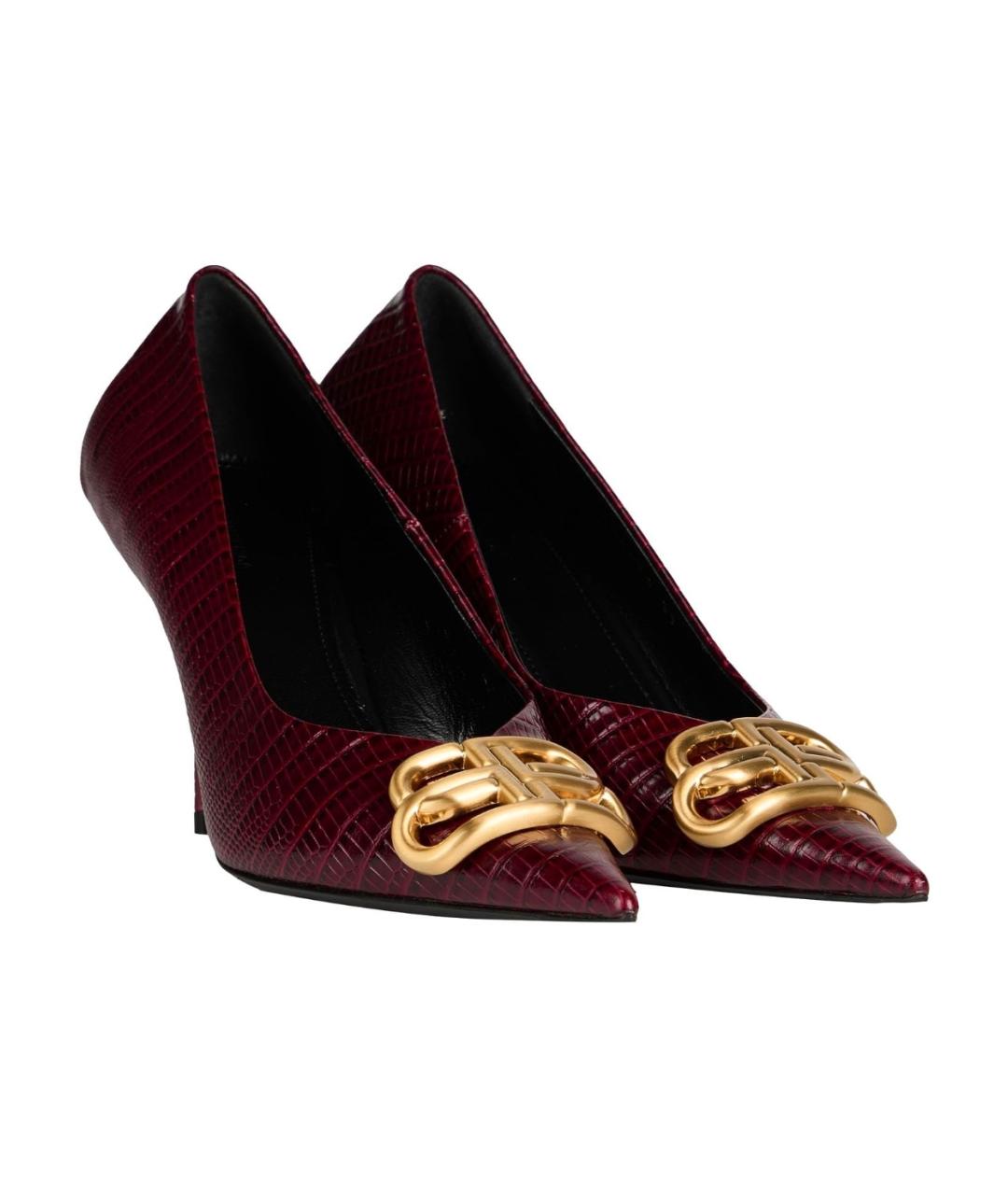 BALENCIAGA Бордовые кожаные туфли, фото 2