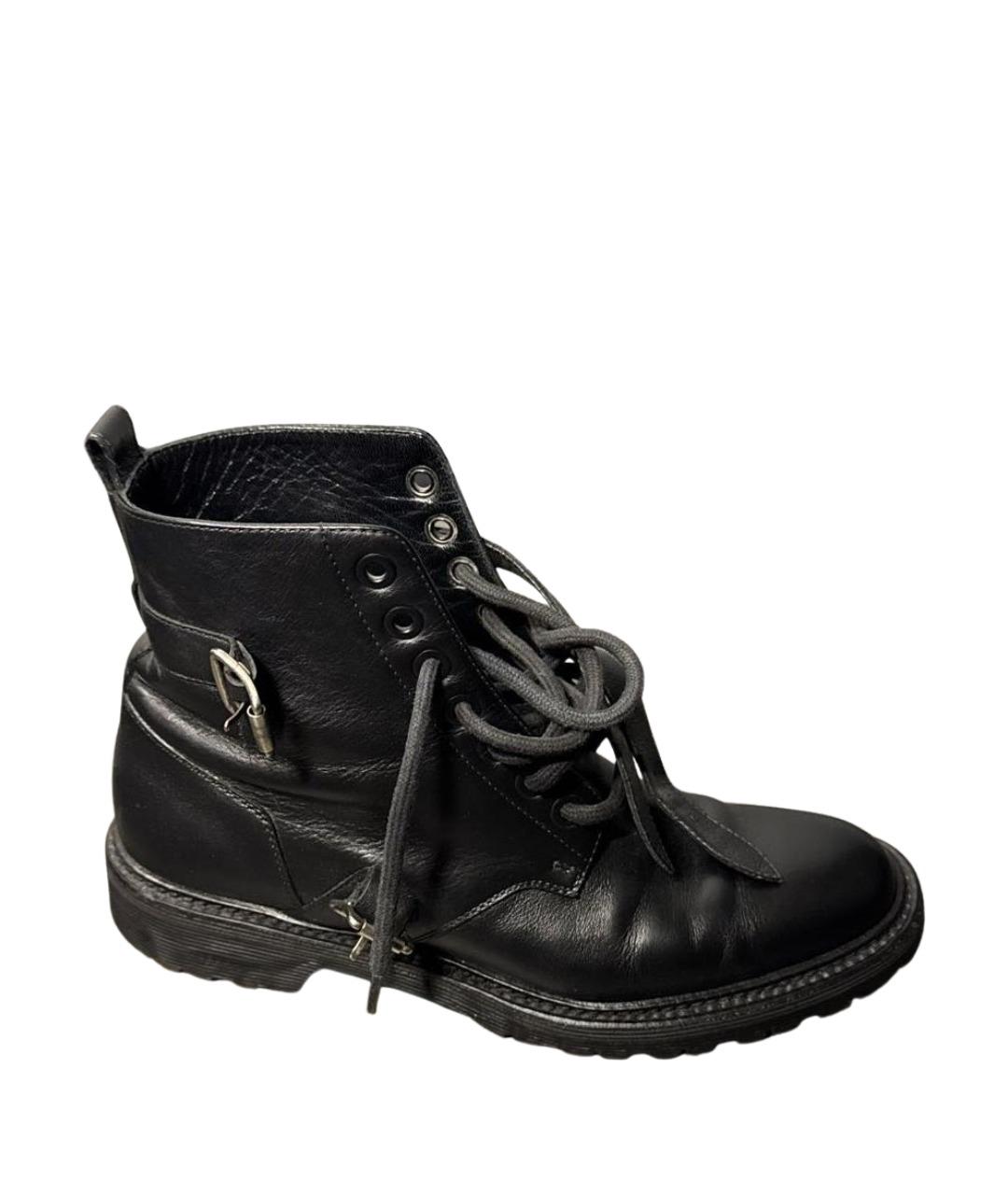 SAINT LAURENT Черные кожаные ботинки, фото 1