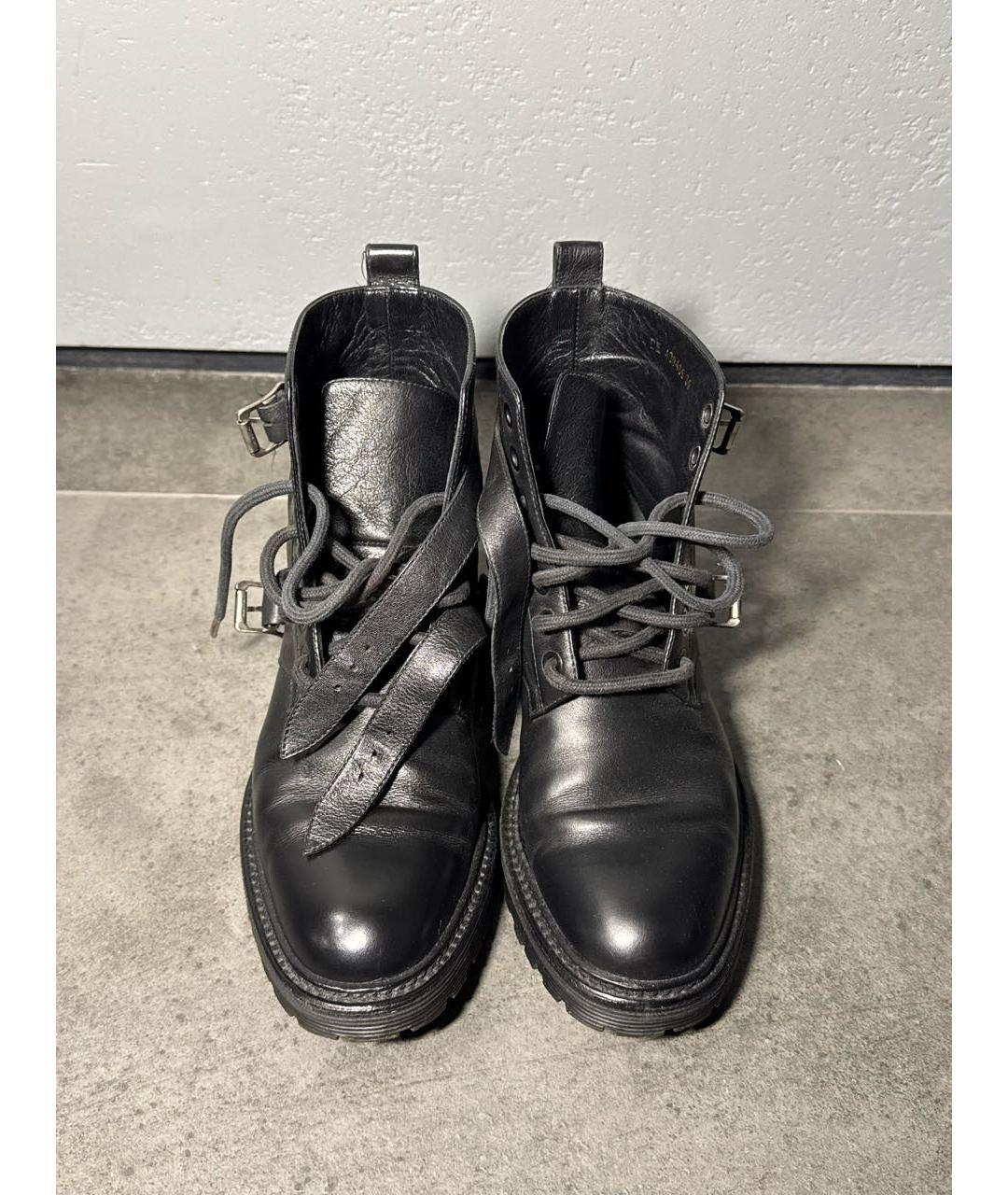 SAINT LAURENT Черные кожаные ботинки, фото 2