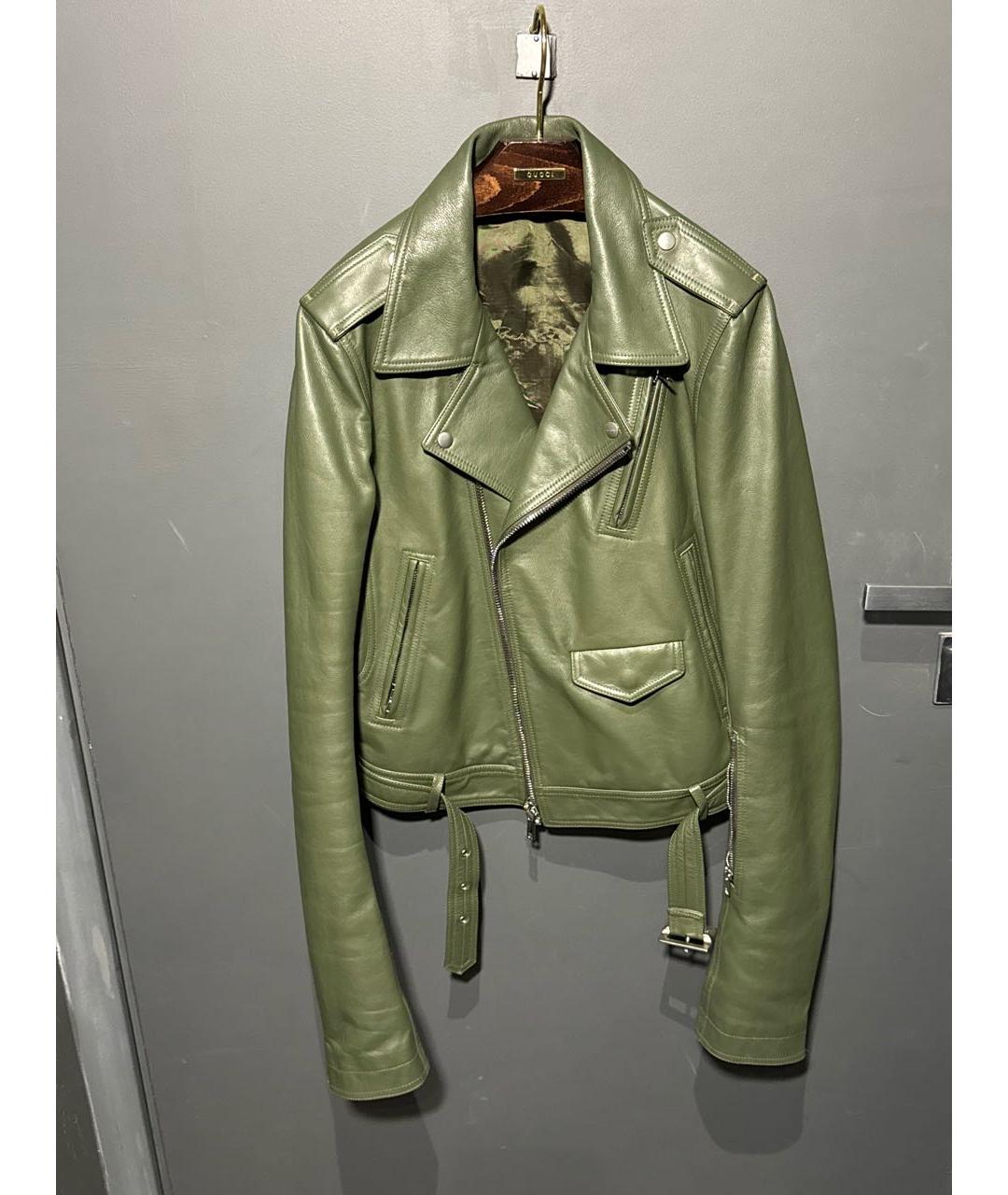 RICK OWENS Хаки кожаная куртка, фото 4