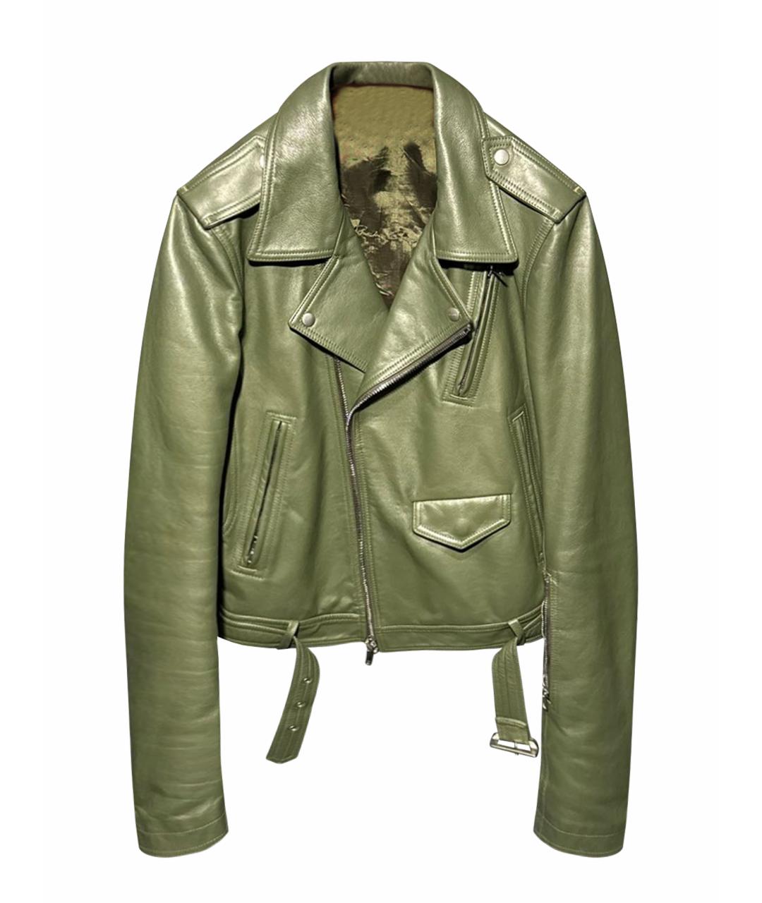 RICK OWENS Хаки кожаная куртка, фото 1